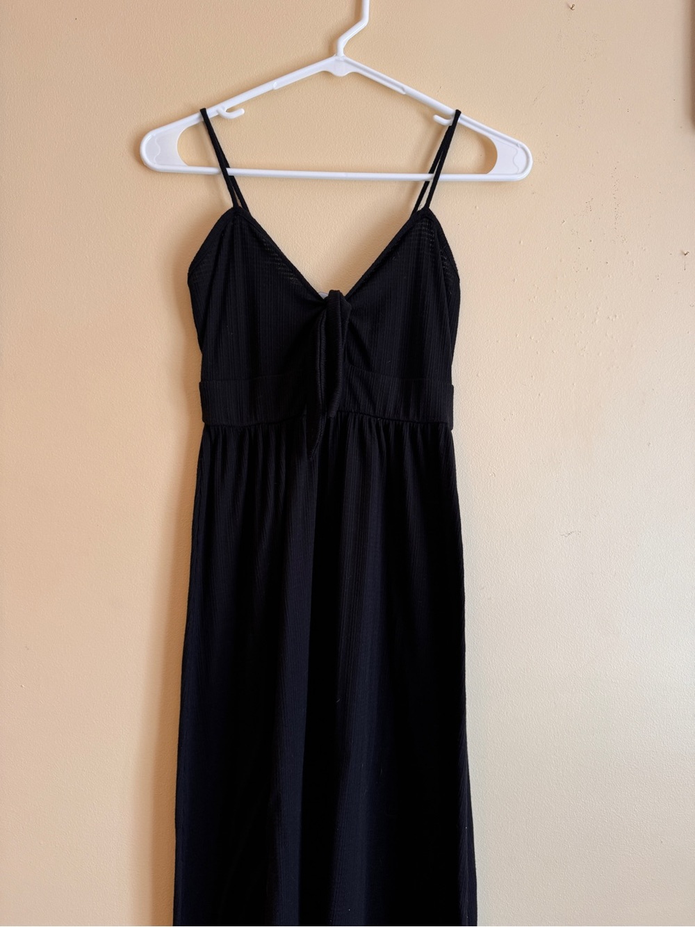 Rolla Coster Black Tie-Front Ribbed Summer Sundress